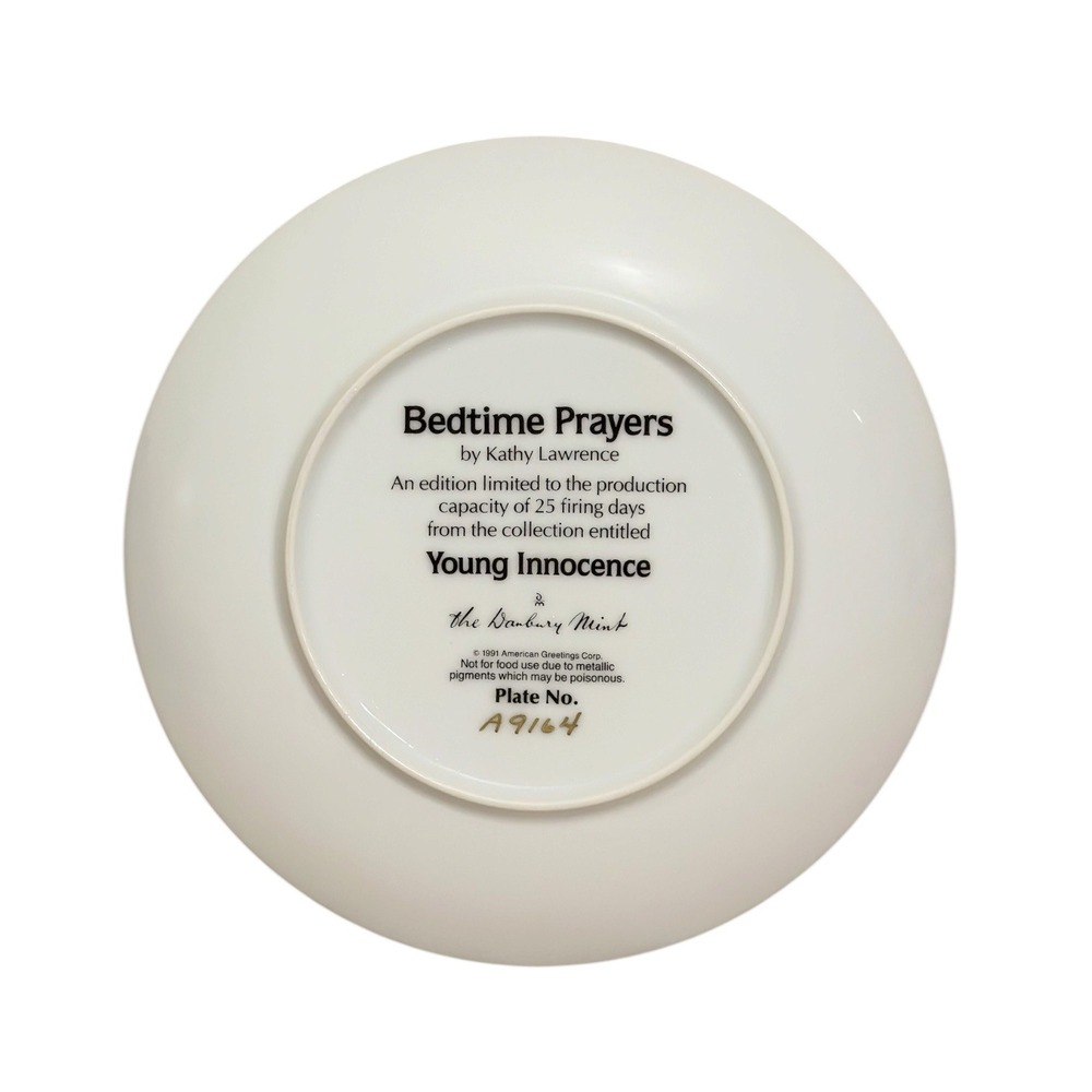 Danbury Mint Bedtime Prayers Kathy Lawrence Young Innocence Collector Plate 1991 - Picture 2 of 6